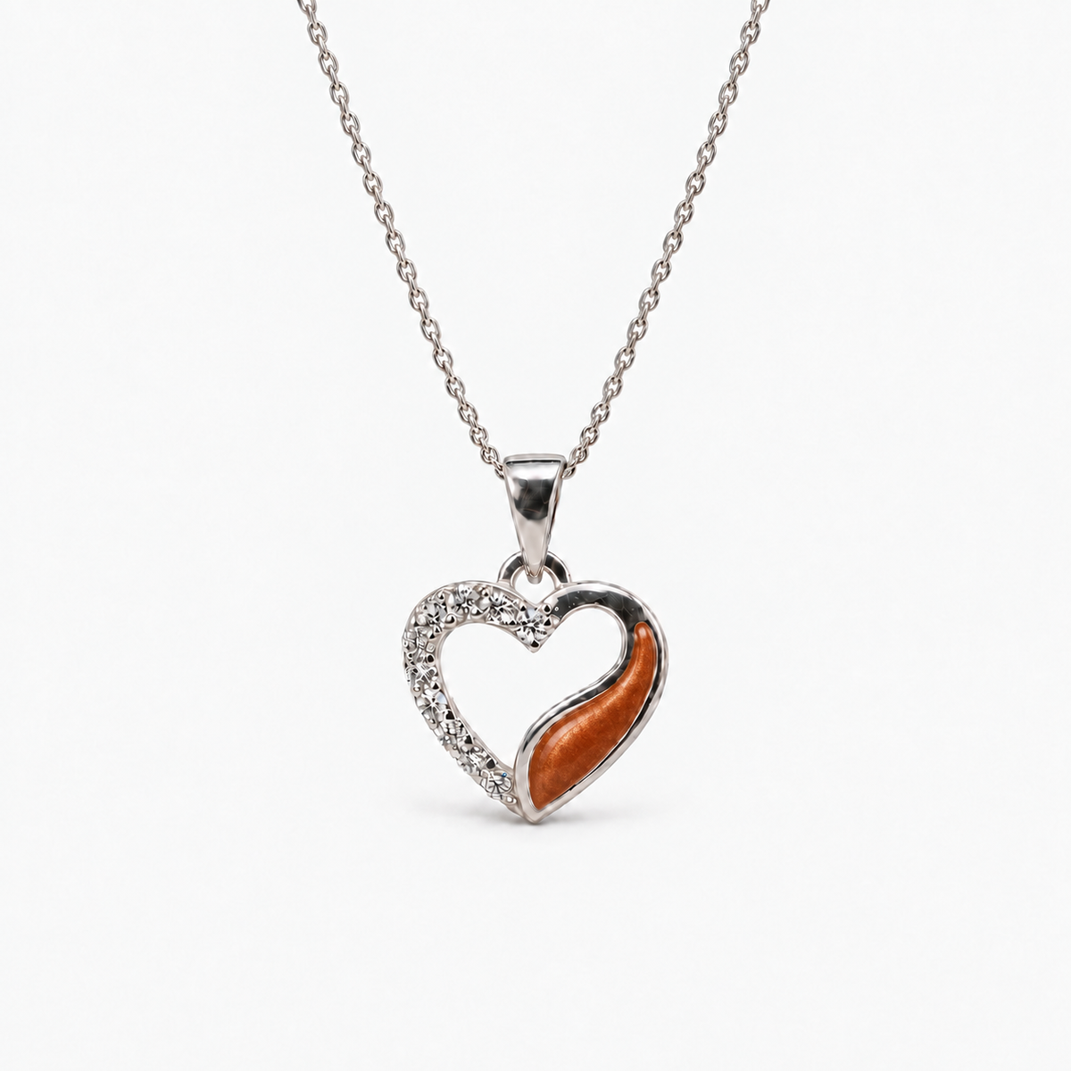 Crystal Sweep Heart Ashes Necklace – copper – ashes hidden