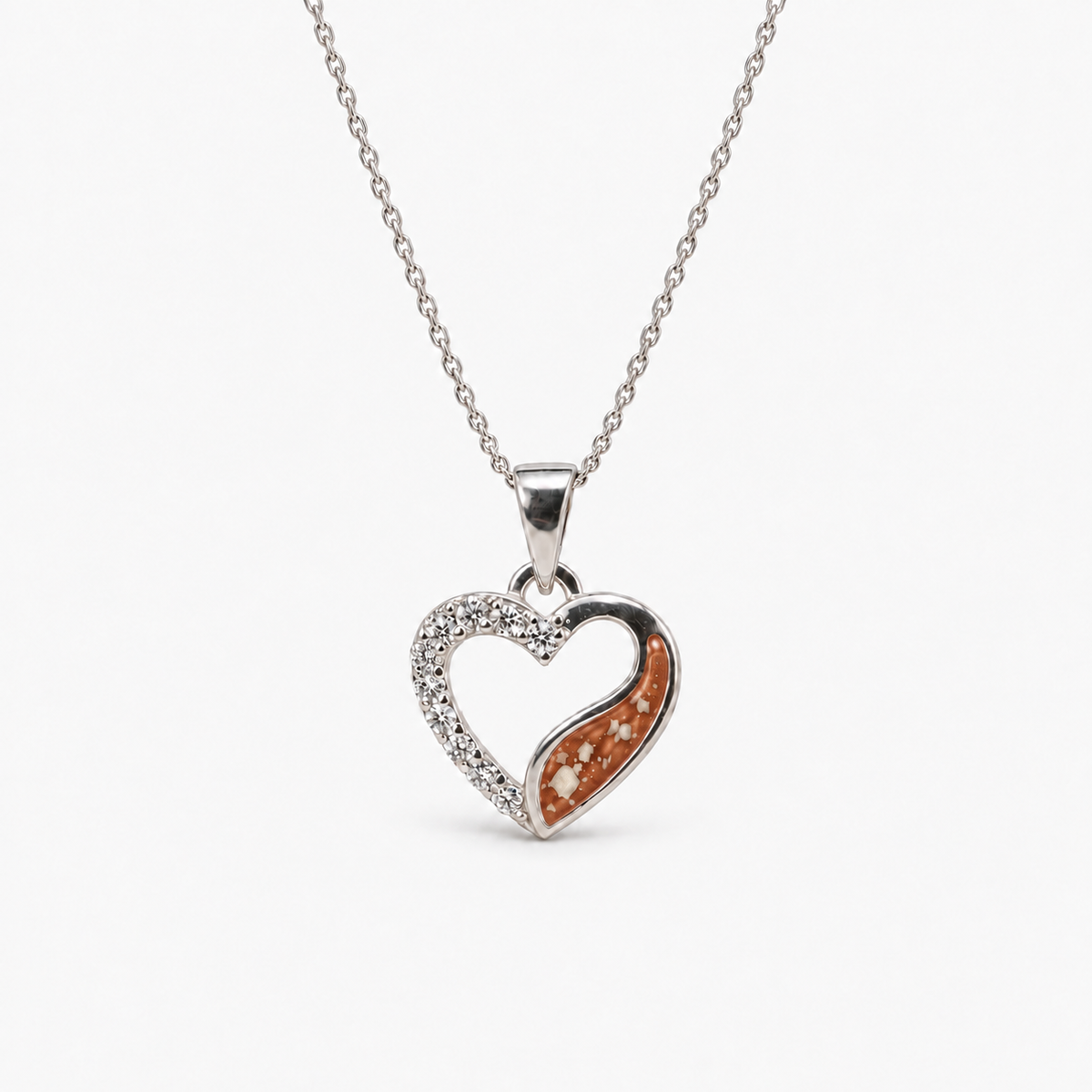 Crystal Sweep Heart Ashes Necklace – copper – ashes visible