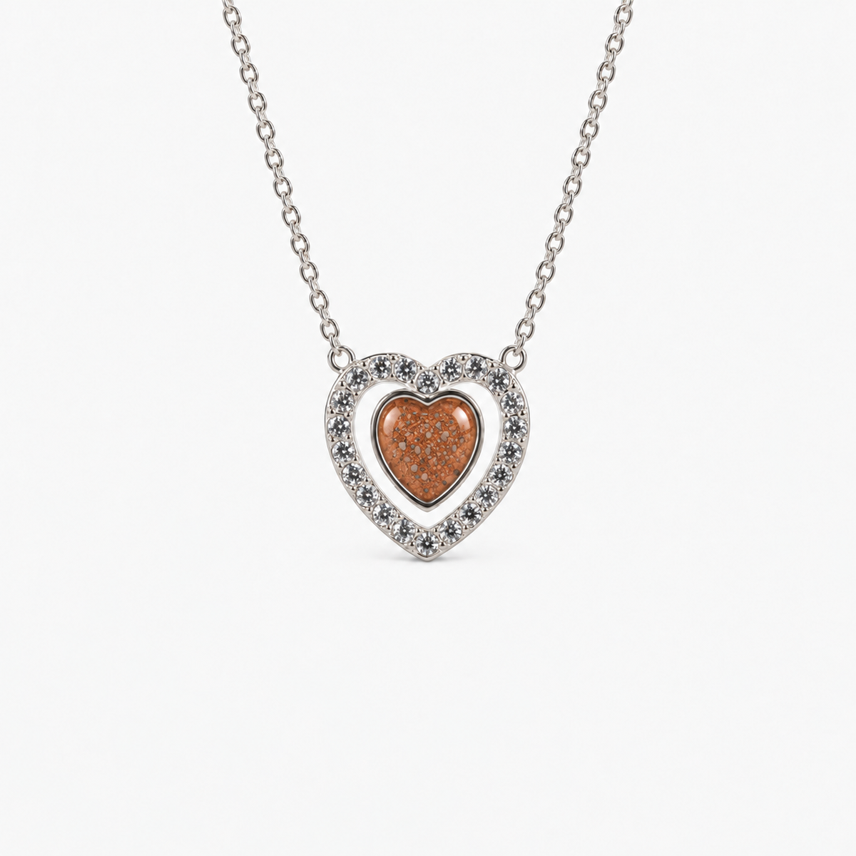 Heart Halo Ashes Necklace in Copper with visible inclusions