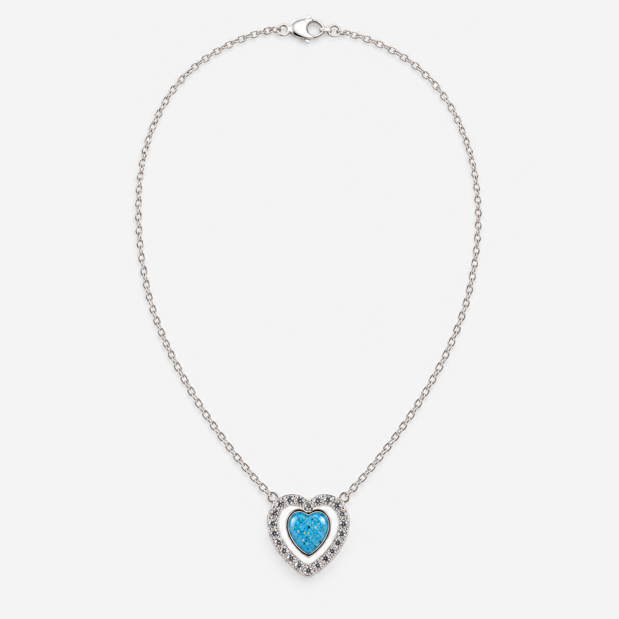 Heart Halo Ashes Necklace with the complete silver chain
