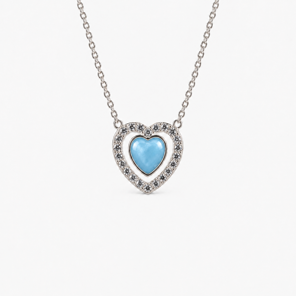 Heart Halo Ashes Necklace in Sky Blue with hidden inclusions