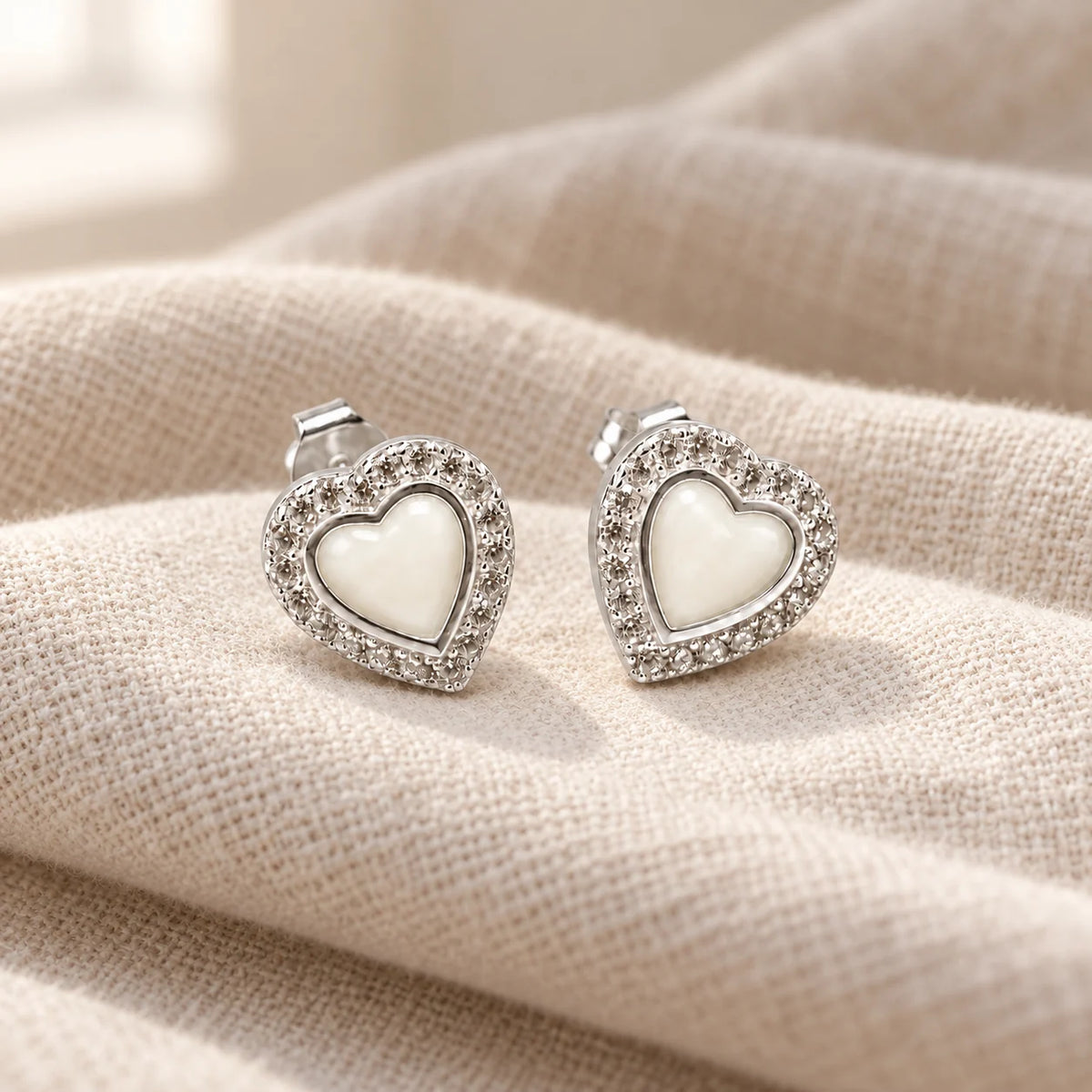 Heart Halo Breast Milk Earrings on pale linen — illustrative preview