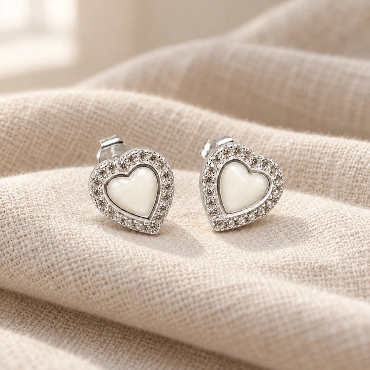 Heart Halo Breast Milk Earrings on pale linen — illustrative preview