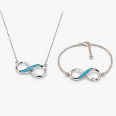 Infinity ashes necklace and bracelet set — illustrative preview
