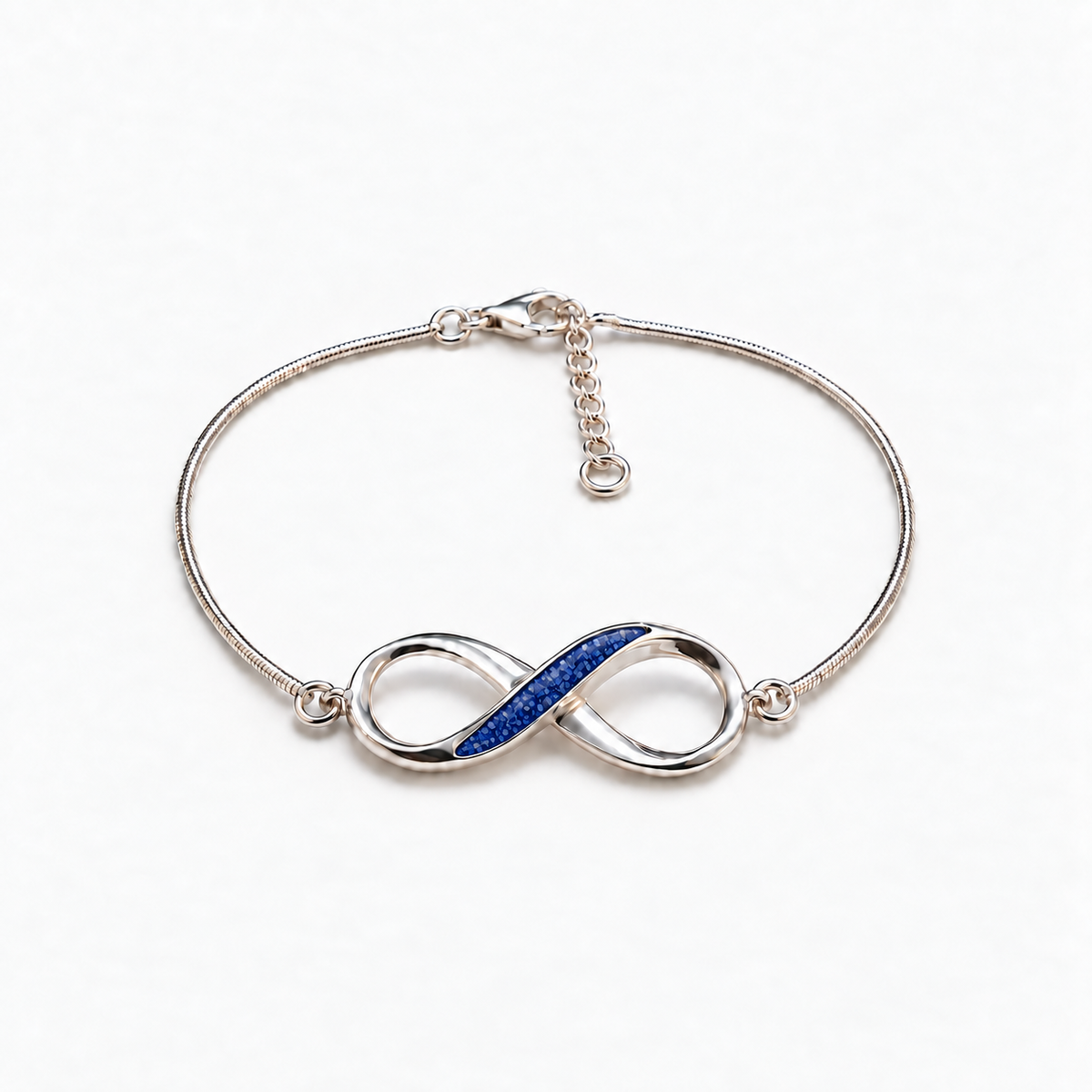 Infinity Ashes Bracelet — sapphire with visible inclusions, illustrative preview