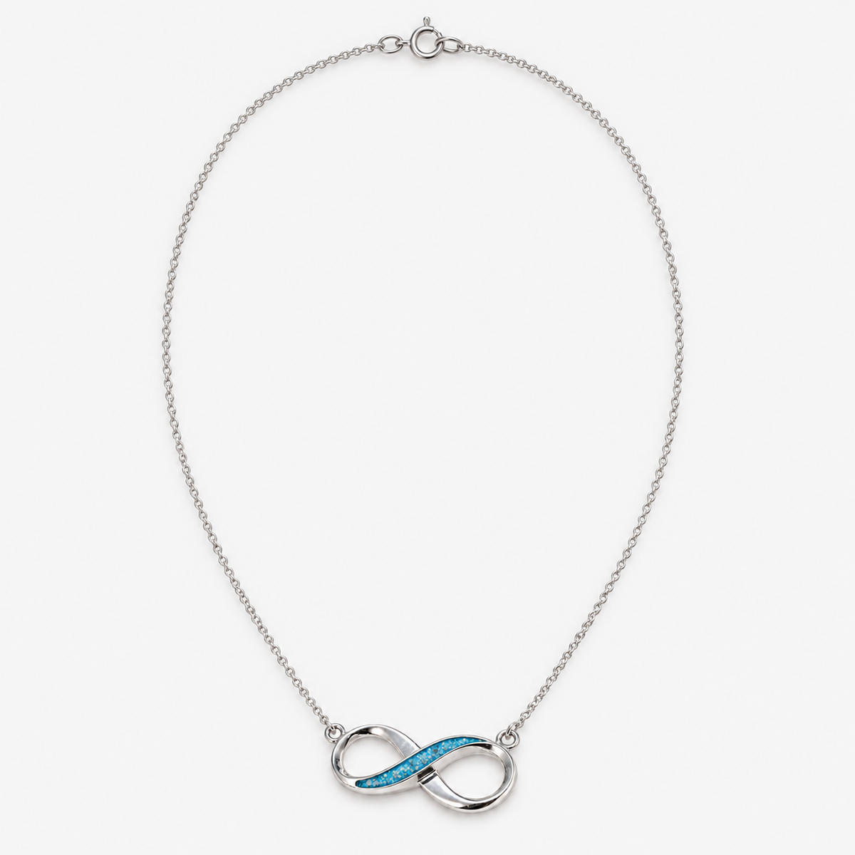 Infinity Ashes Necklace with the complete silver chain
