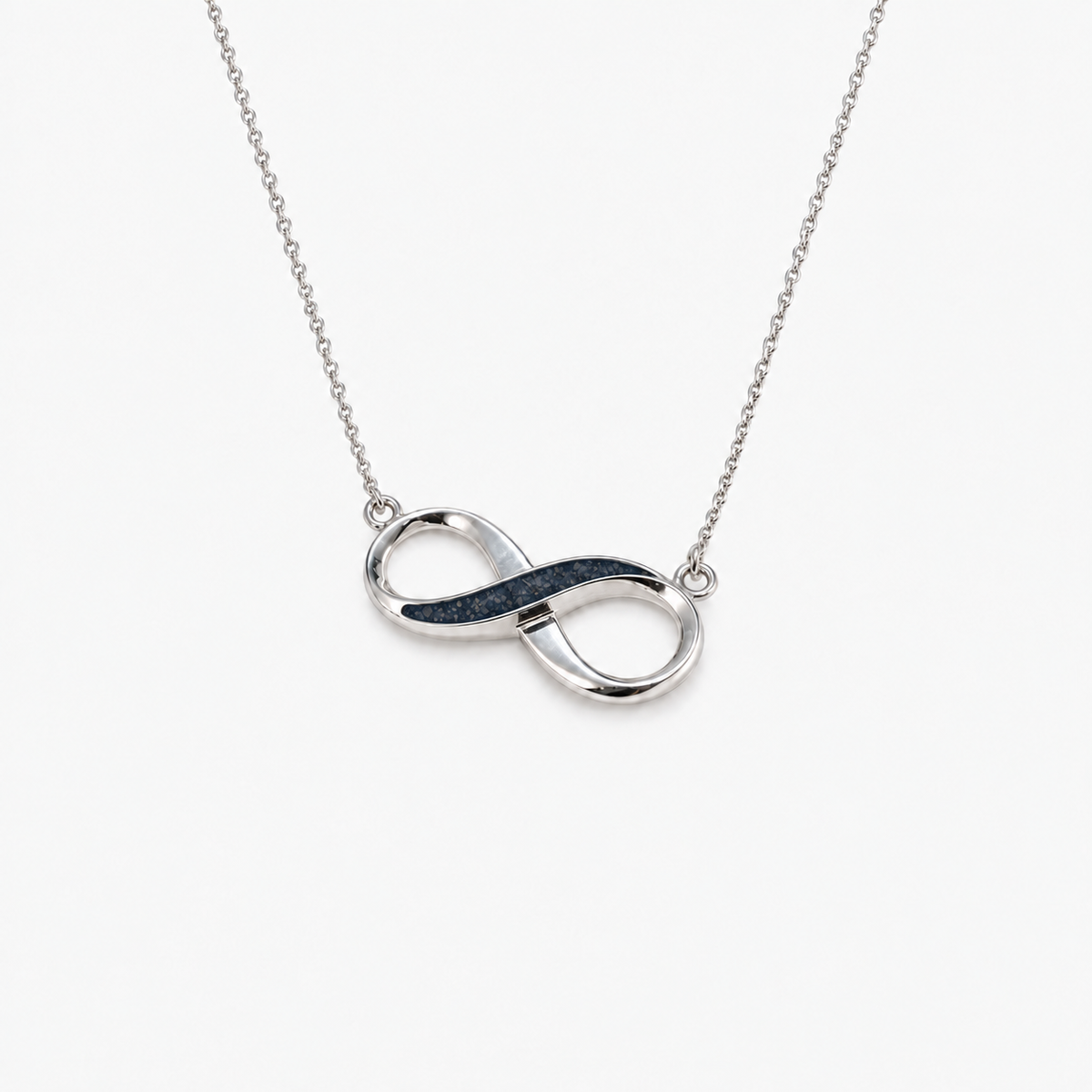 Infinity Ashes Necklace in Midnight with visible inclusions