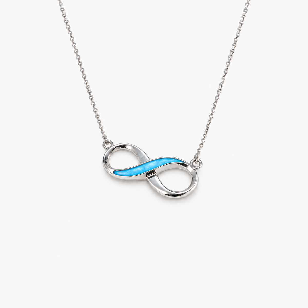 Infinity Ashes Necklace in Sky Blue with hidden inclusions