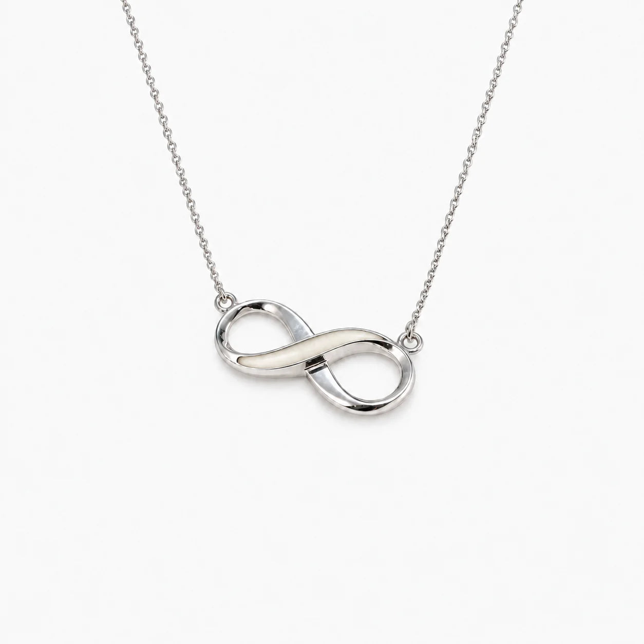 Infinity Breast Milk Necklace in sterling silver with natural milk resin — illustrative preview