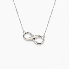 Infinity Breast Milk Necklace in sterling silver with natural milk resin — illustrative preview