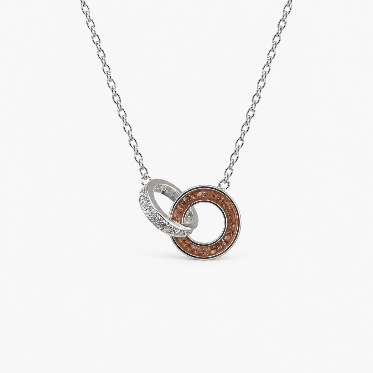 Linked Circles Ashes Necklace — Copper, visible ashes