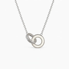 Linked Circles Breast Milk Necklace in sterling silver with natural milk resin — illustrative preview
