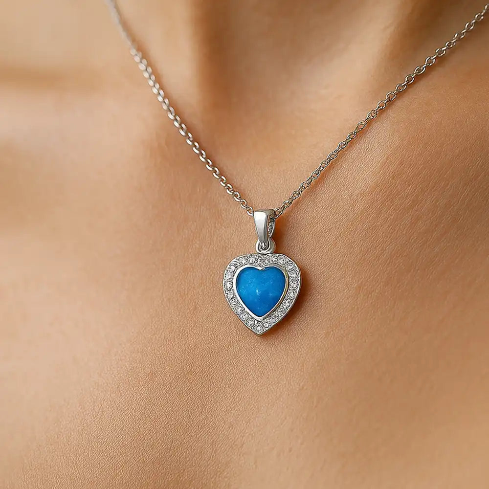 Love Heart Crystal Ashes Necklace | Ashes Pendant | Featherlings UK