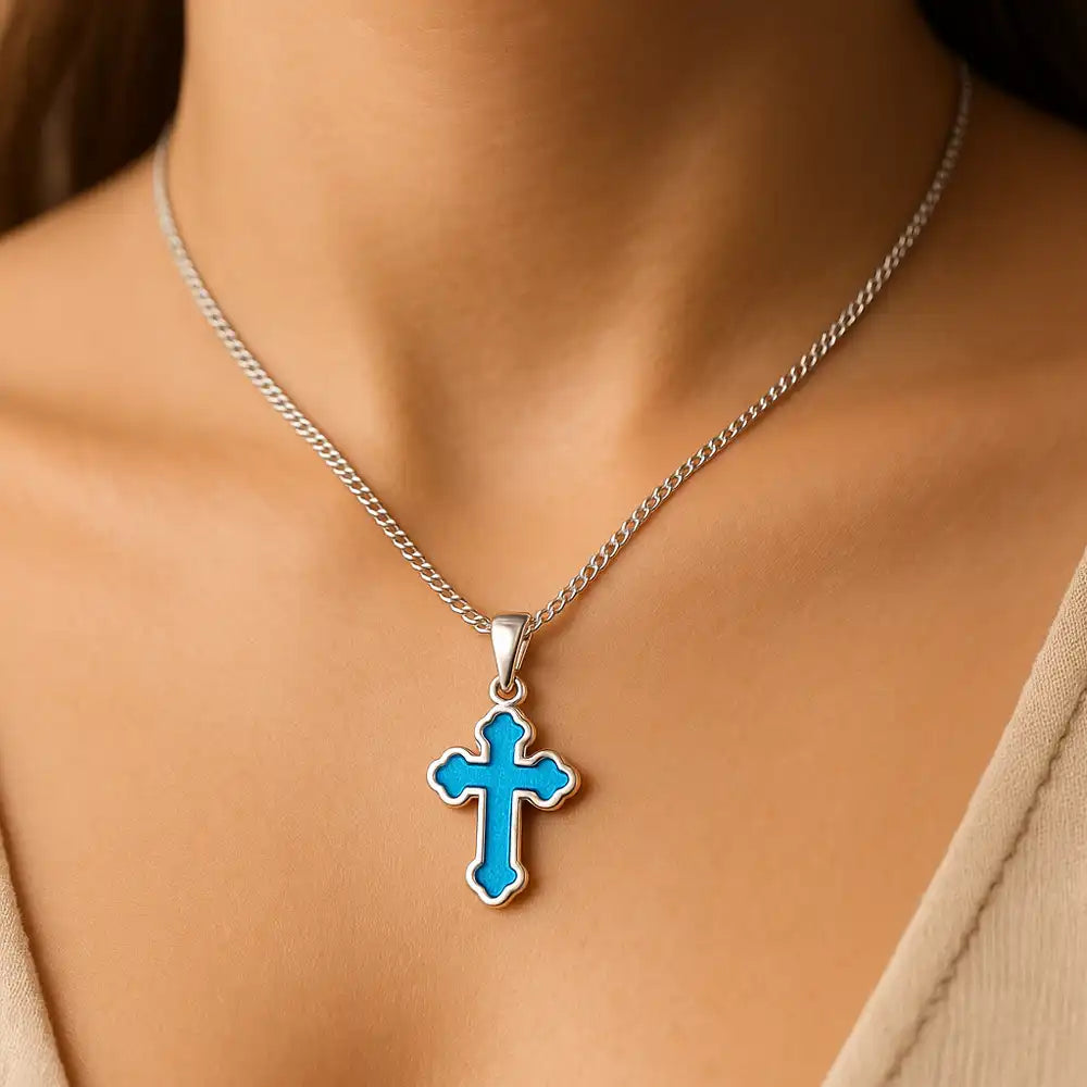 Small Cross Ashes Necklace | Ashes Pendant | Featherlings UK