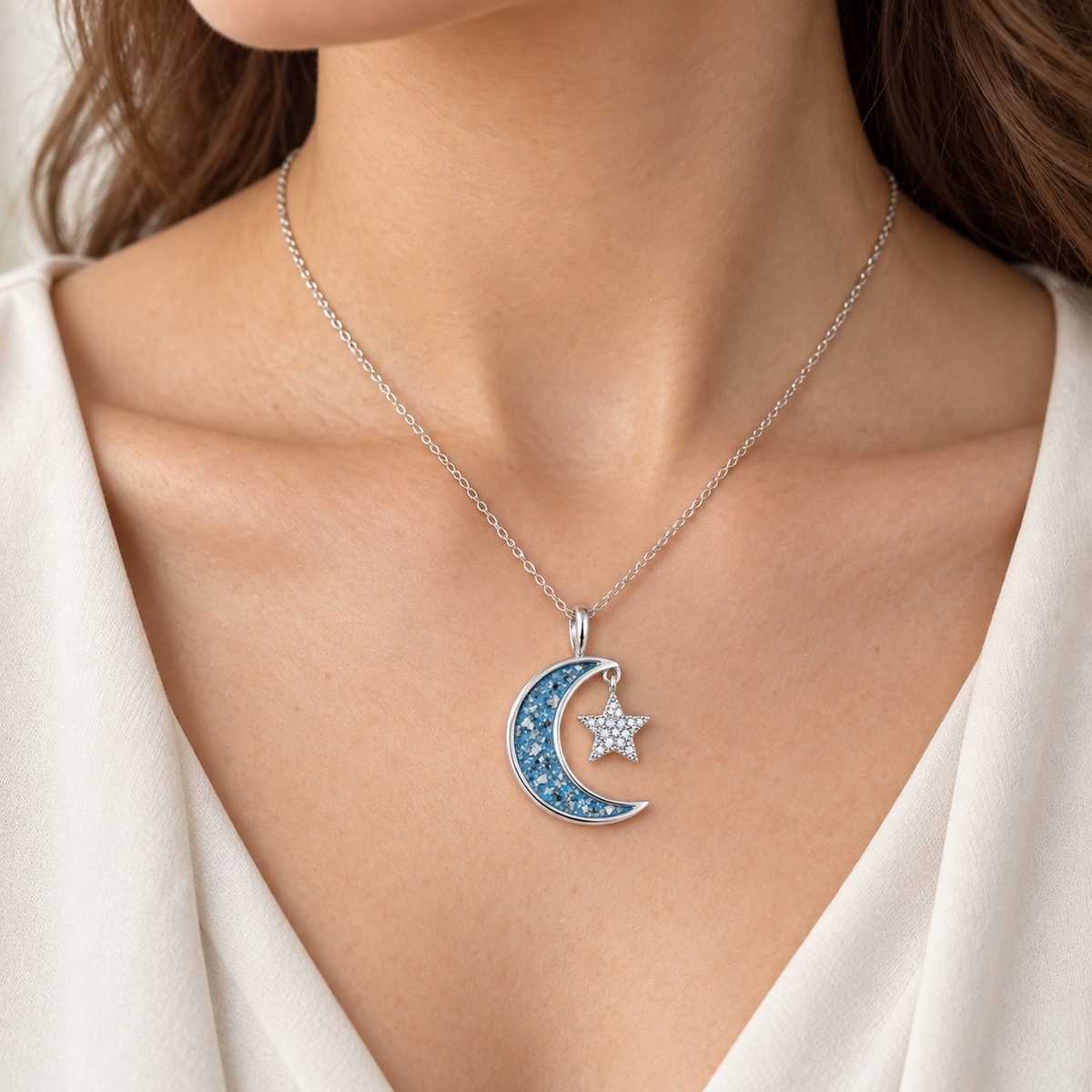 Moon and Star Ashes Necklace — lifestyle