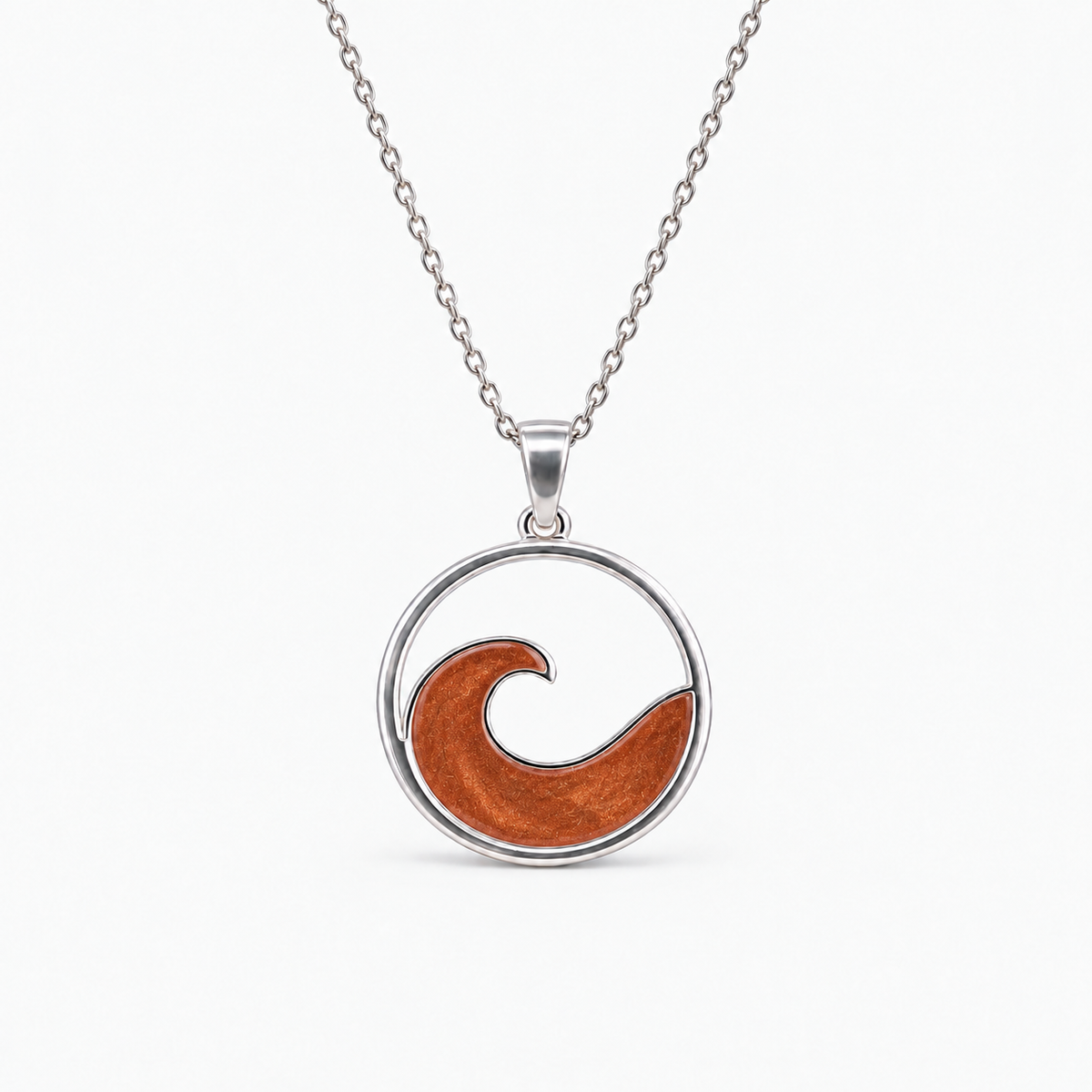 Ocean Wave Ashes Necklace — Copper, hidden ashes
