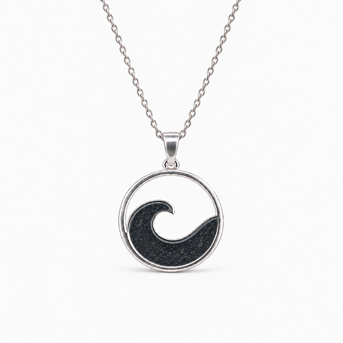Ocean Wave Ashes Necklace — Midnight, hidden ashes