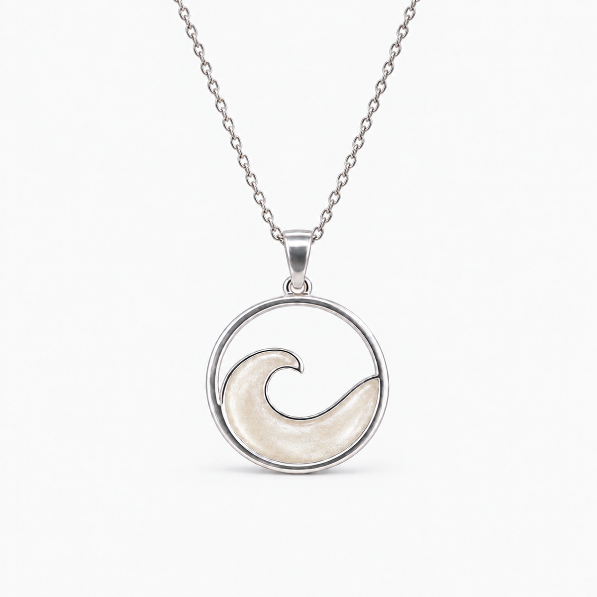 Ocean Wave Ashes Necklace — Pearl, hidden ashes