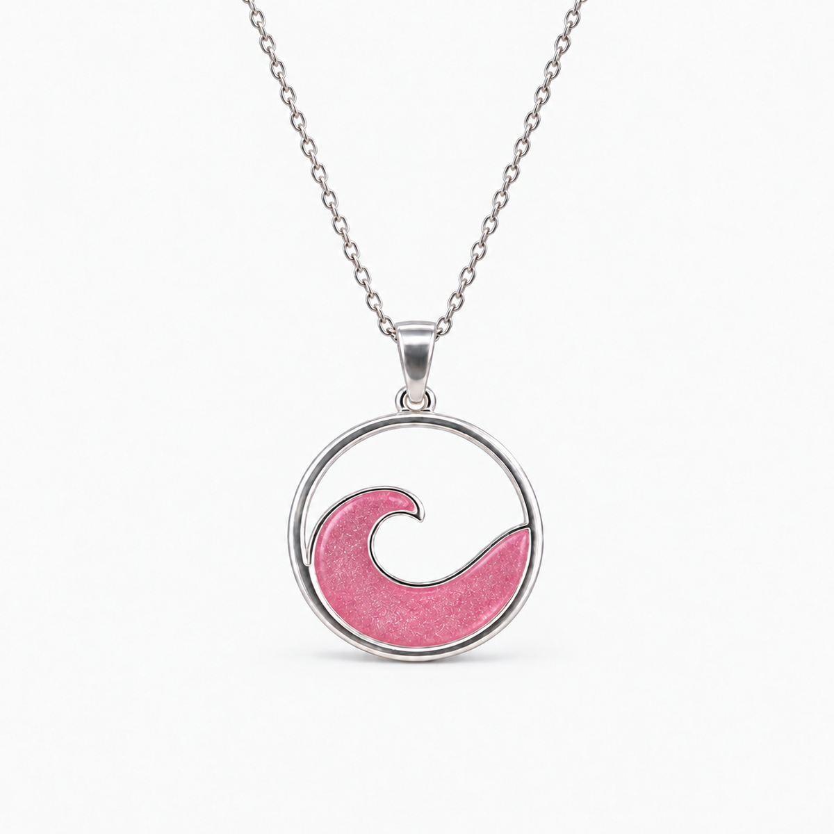Ocean Wave Ashes Necklace — Pink, hidden ashes