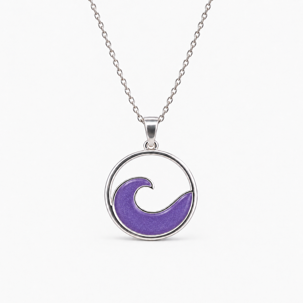 Ocean Wave Ashes Necklace — Purple, hidden ashes