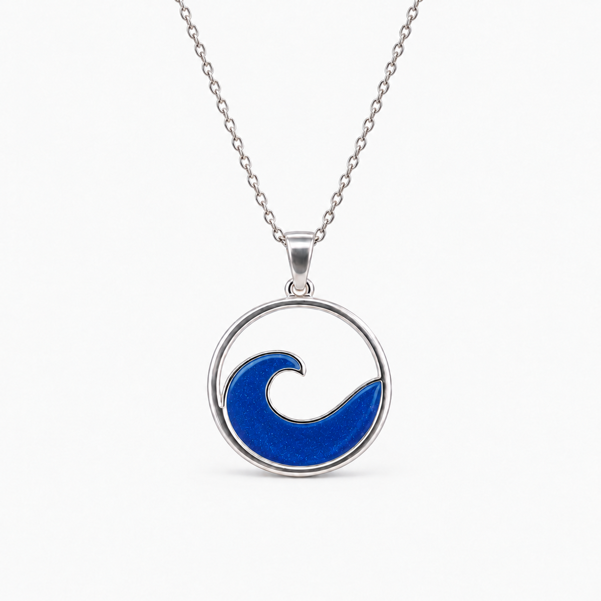 Ocean Wave Ashes Necklace — Sapphire, hidden ashes
