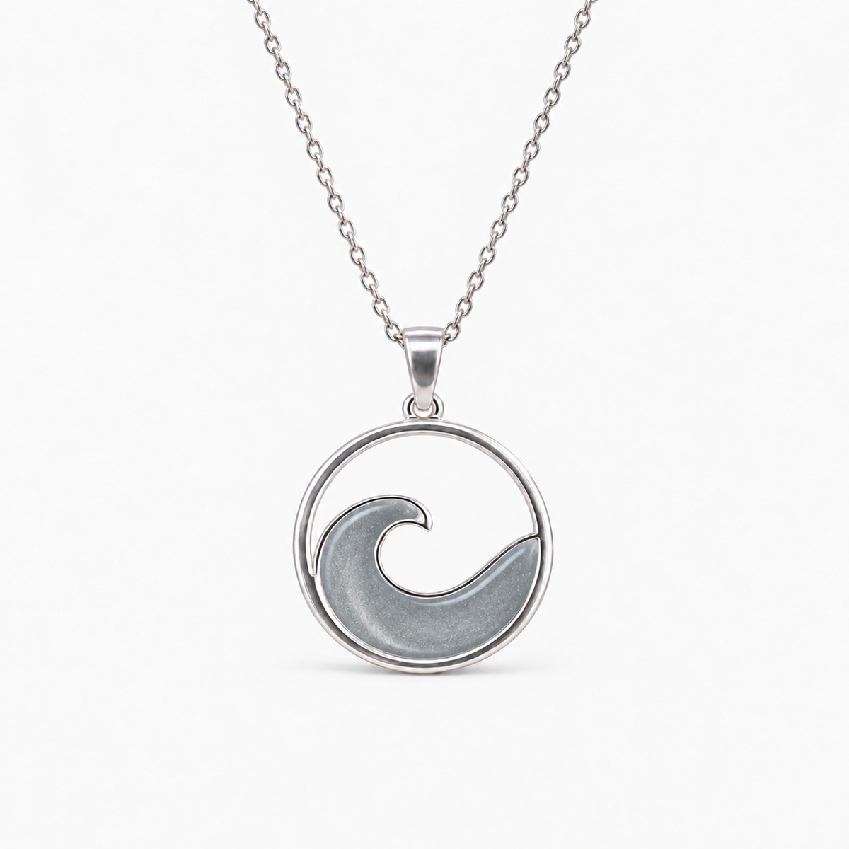Ocean Wave Ashes Necklace — Silver, hidden ashes