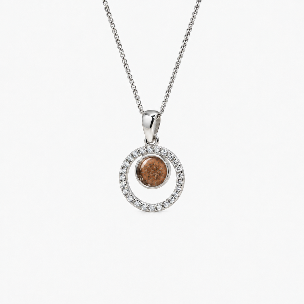 Orbit Halo Ashes Necklace — Copper, visible ashes