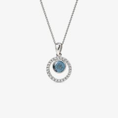 Orbit Halo Ashes Necklace — Sky Blue, visible ashes