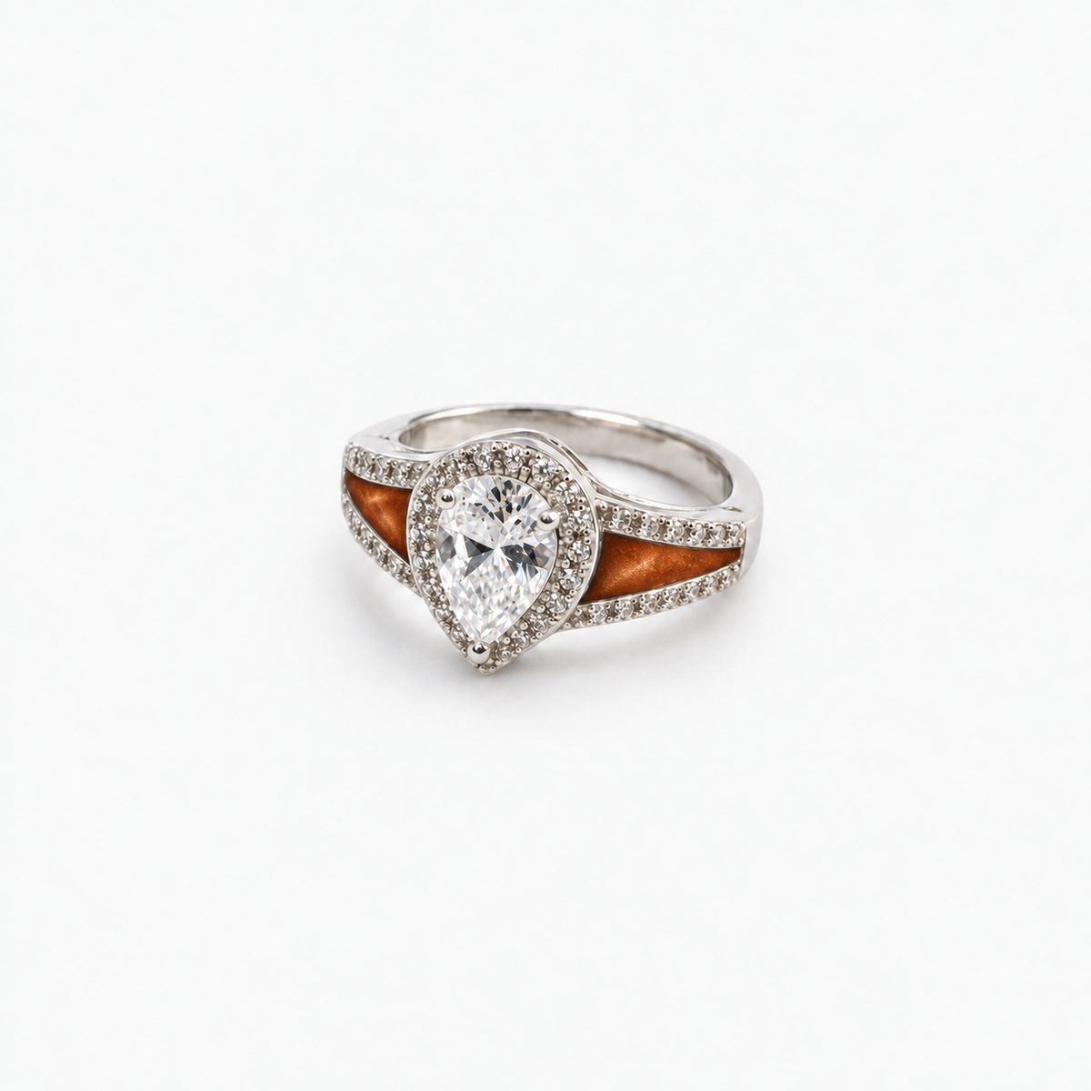 Pear CZ Ashes Ring in Copper with hidden ashes