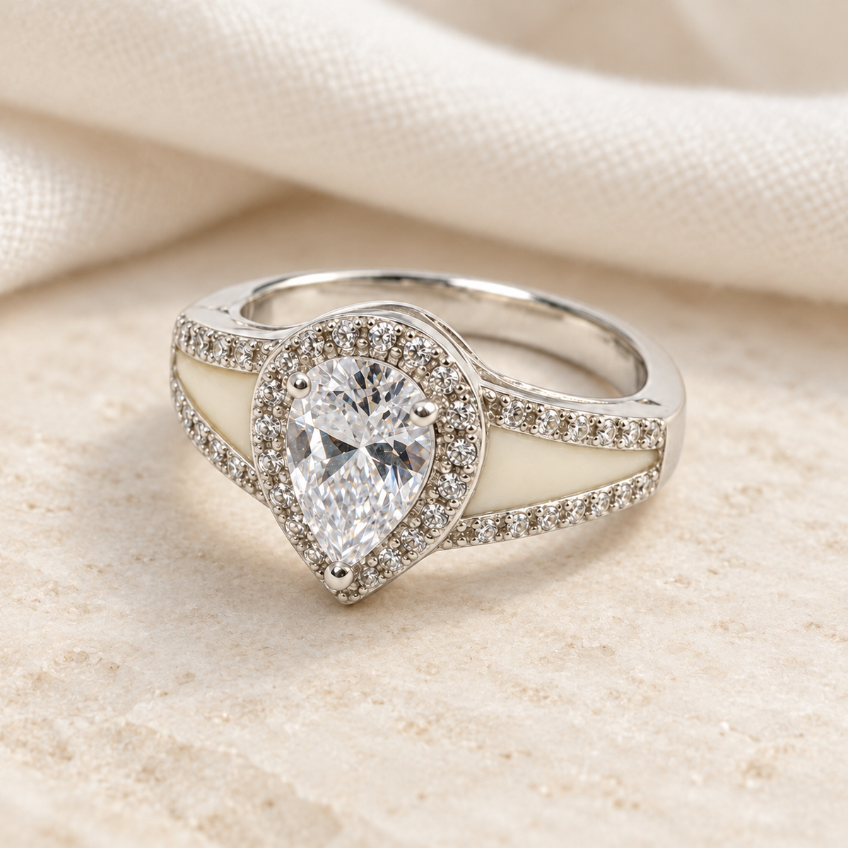 Illustrative lifestyle view of Pear CZ Breast Milk Ring