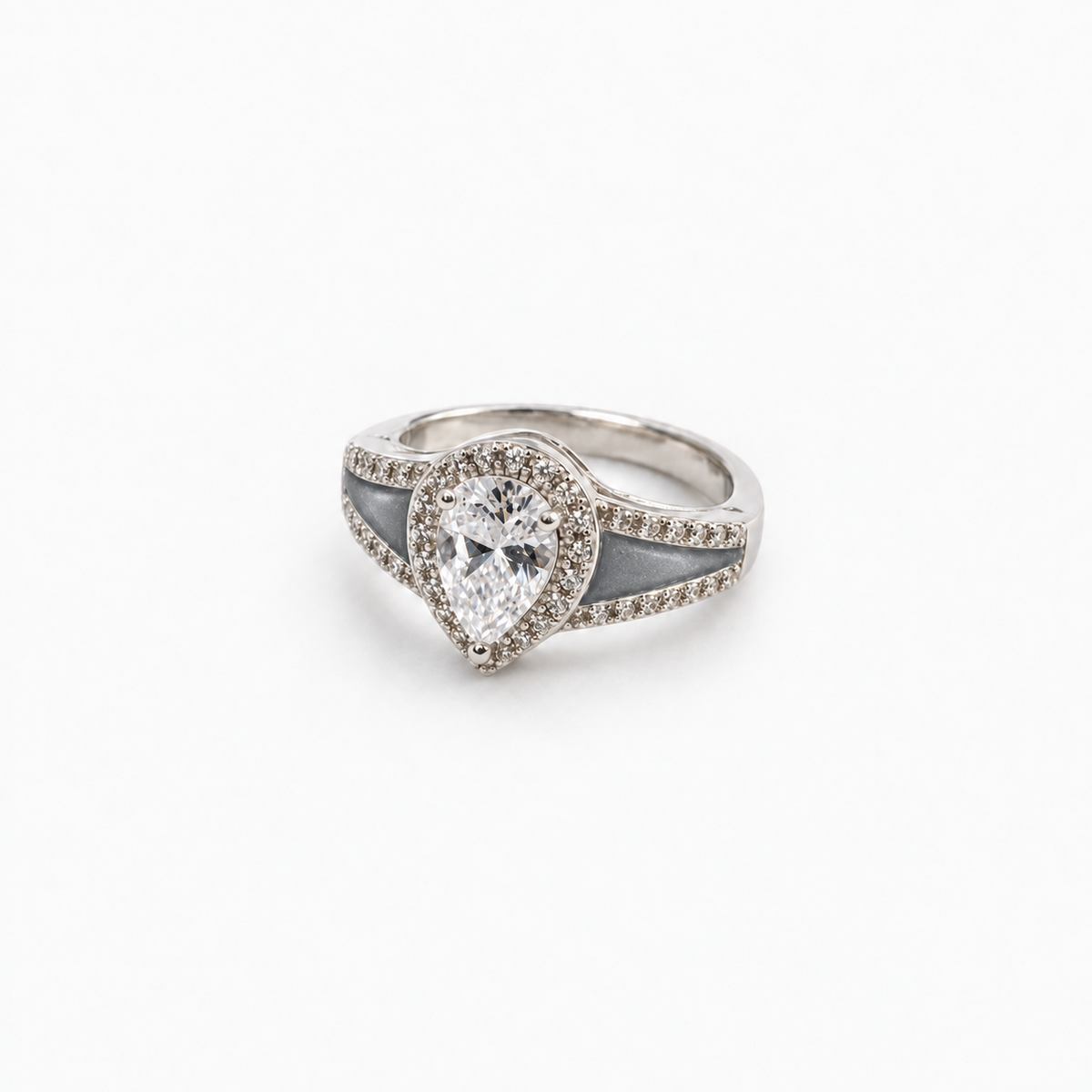 Pear CZ Ashes Ring in Silver with hidden ashes