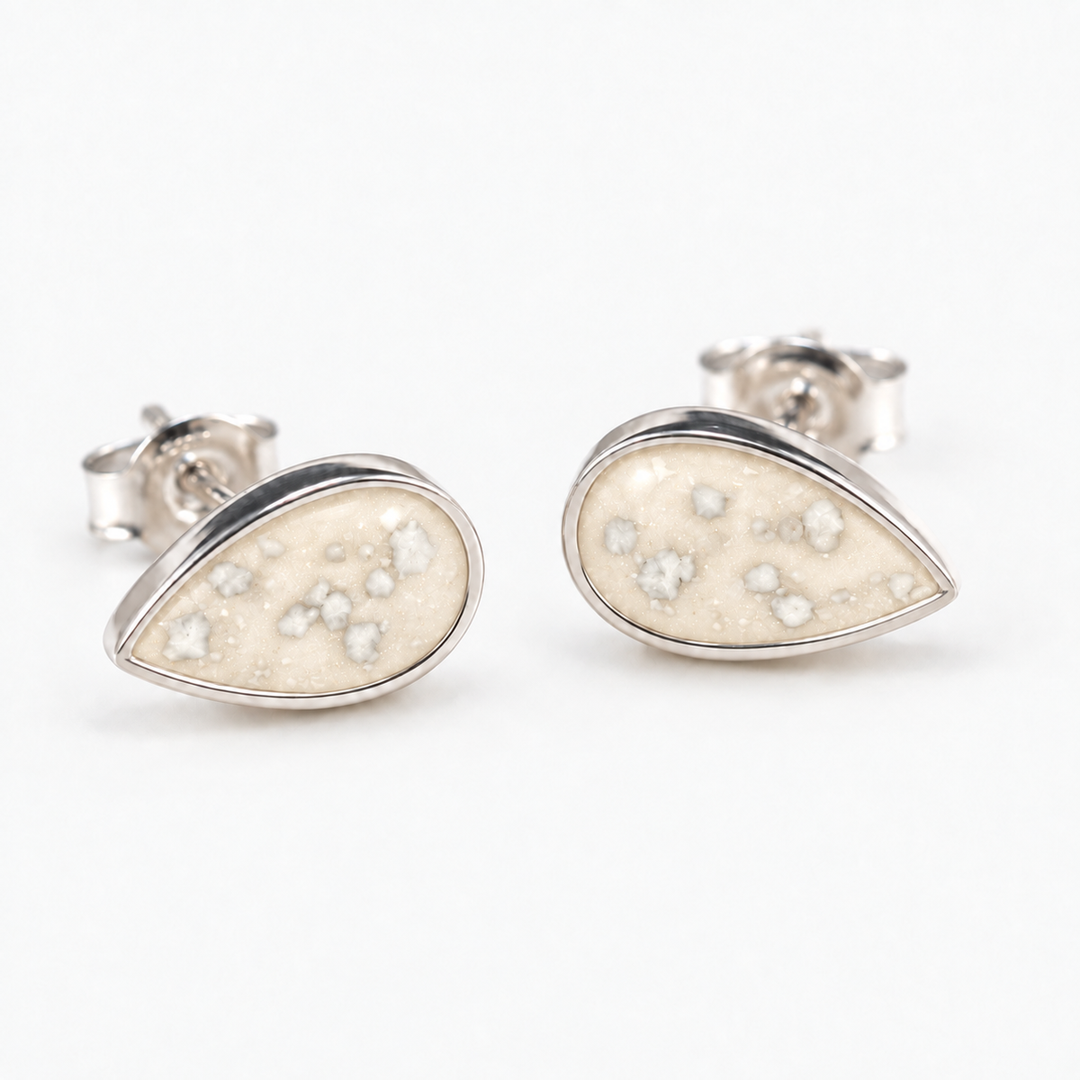 pear stud ashes earrings — Pearl, visible ashes