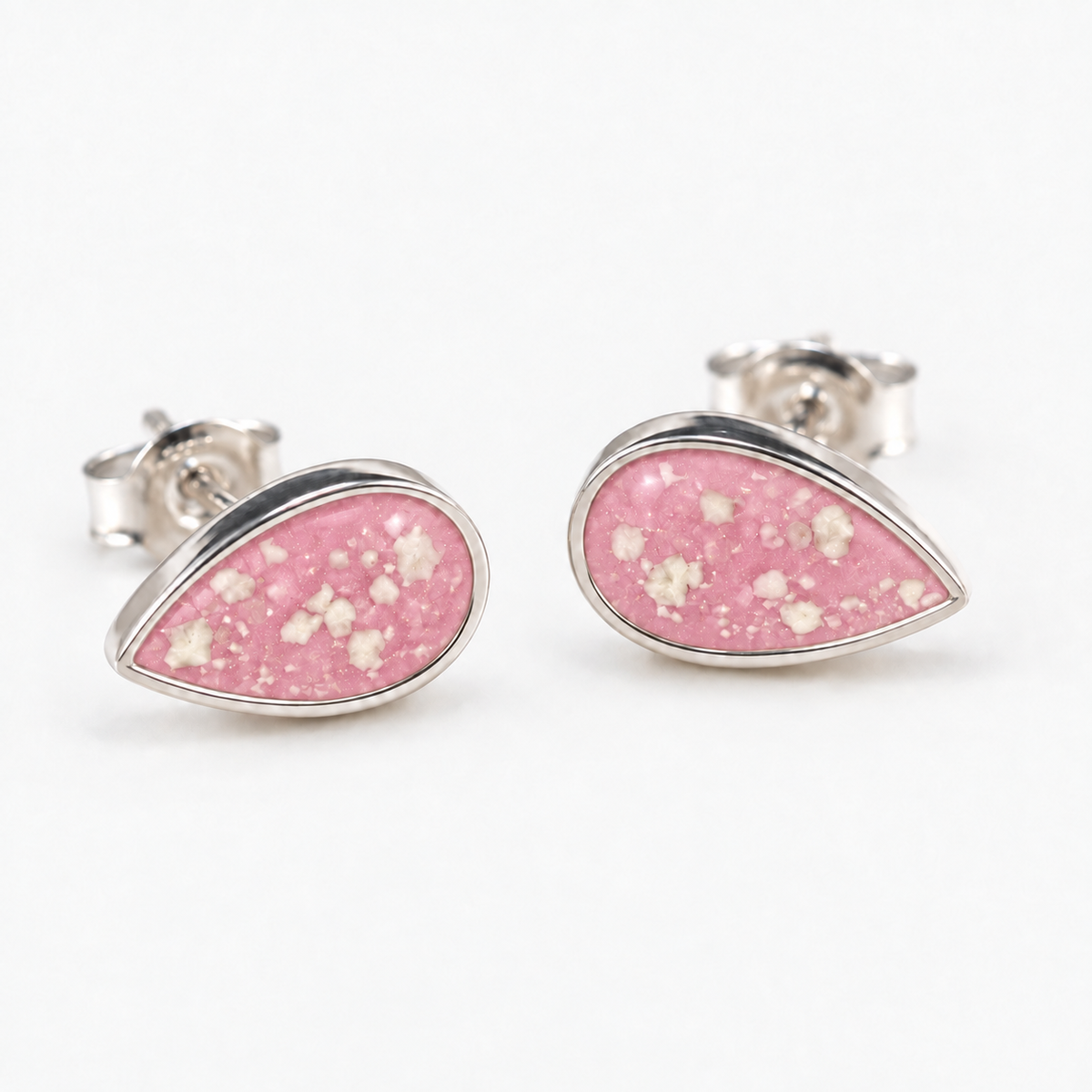 pear stud ashes earrings — Pink, visible ashes