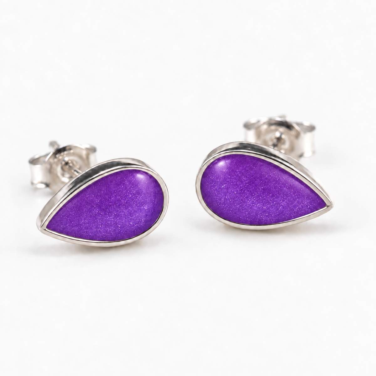 pear stud ashes earrings — Purple, hidden ashes