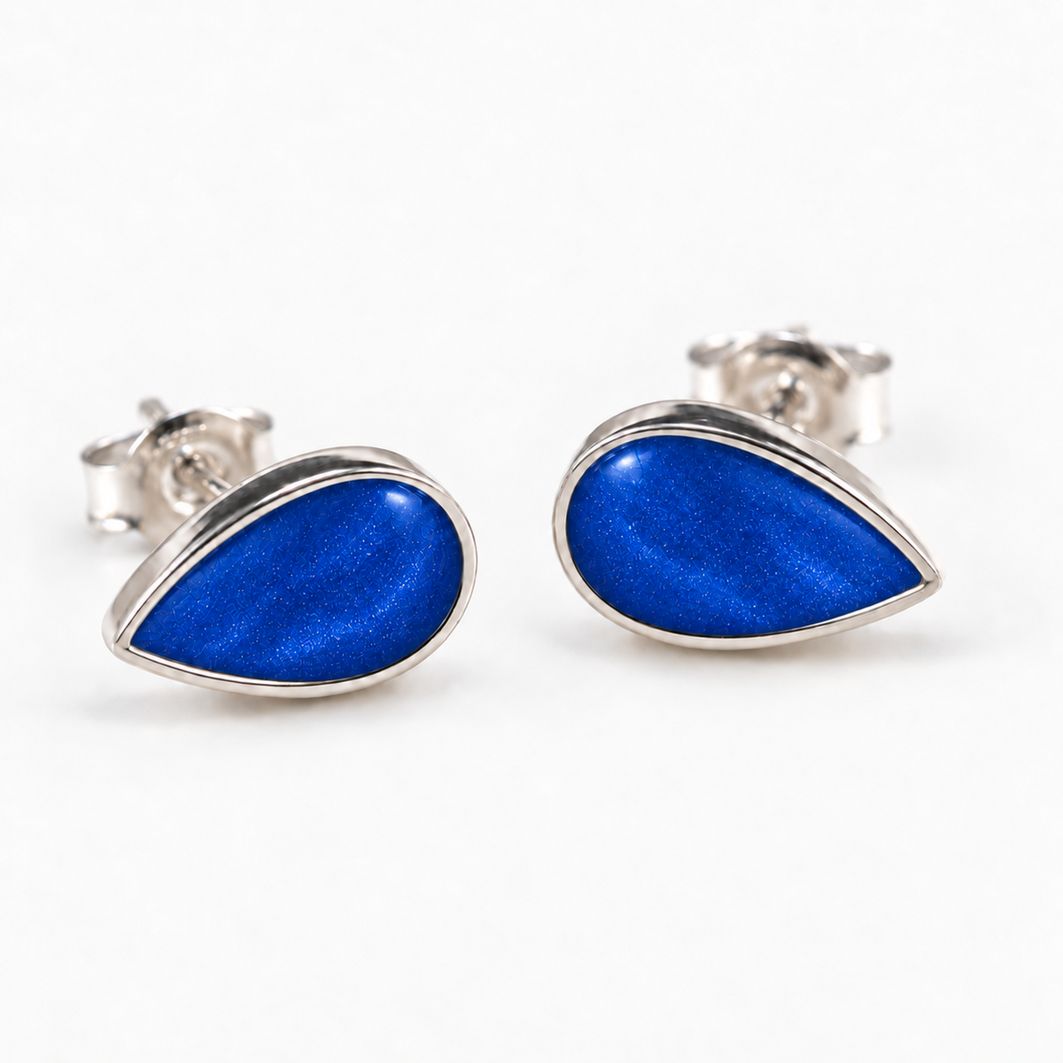 pear stud ashes earrings — Sapphire, hidden ashes