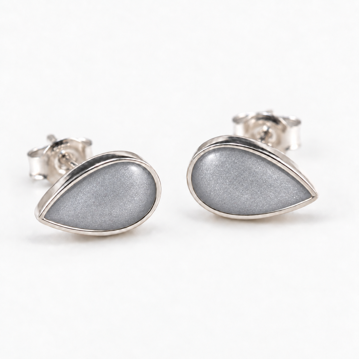 pear stud ashes earrings — Silver, hidden ashes