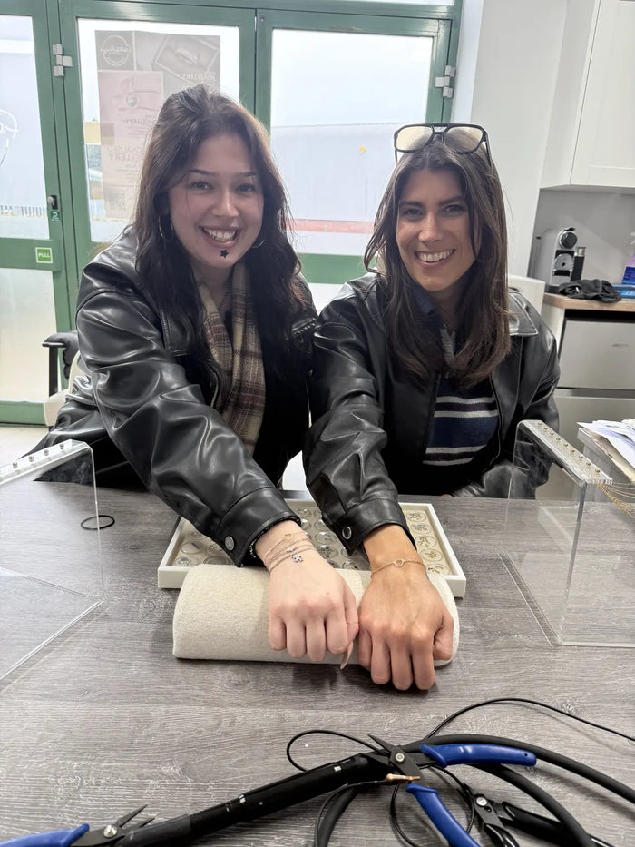 Friends after their permanent jewellery appointment in Portsmouth