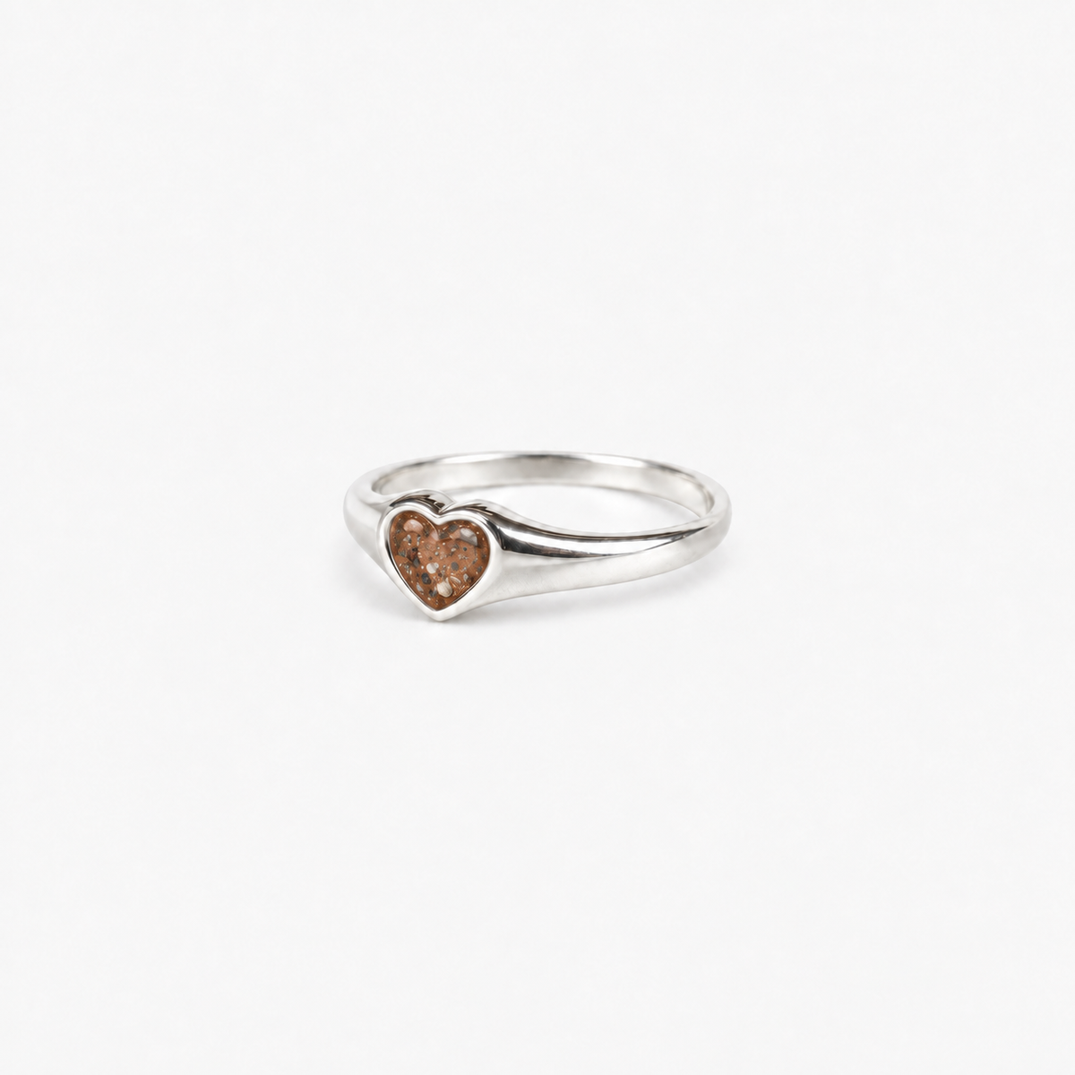 Petite Heart Ashes Ring — Copper, visible ashes