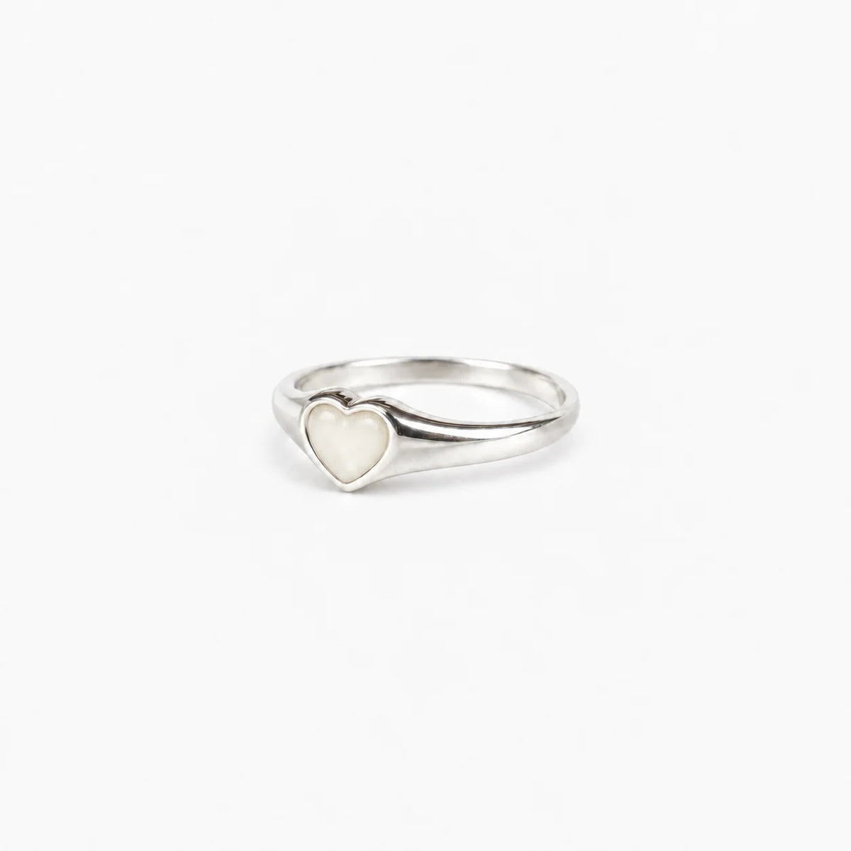 Petite Heart Breast Milk Ring in sterling silver with natural milk resin — illustrative preview