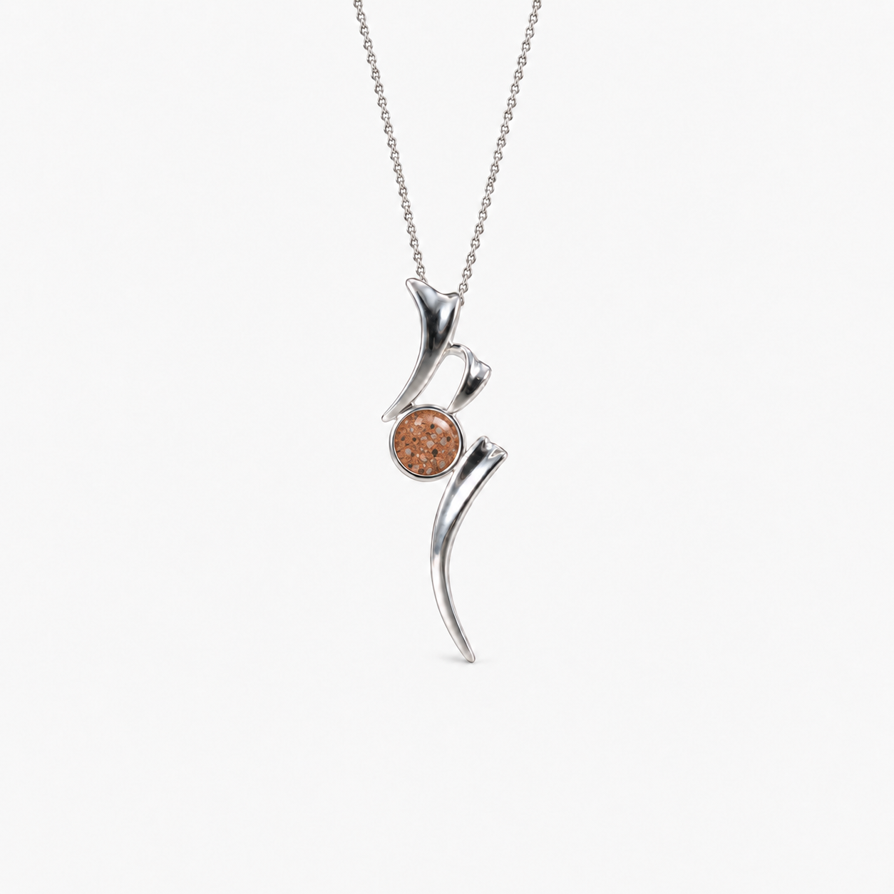Ribbon Ashes Necklace in Copper with visible inclusions