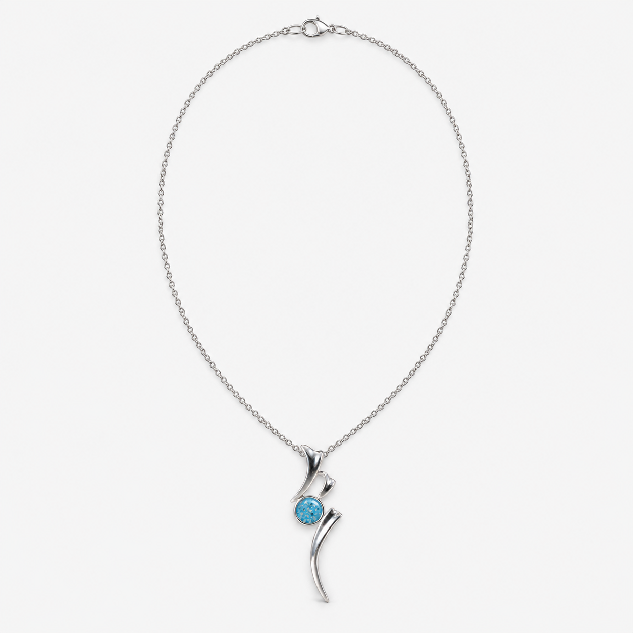 Ribbon Ashes Necklace with the complete silver chain