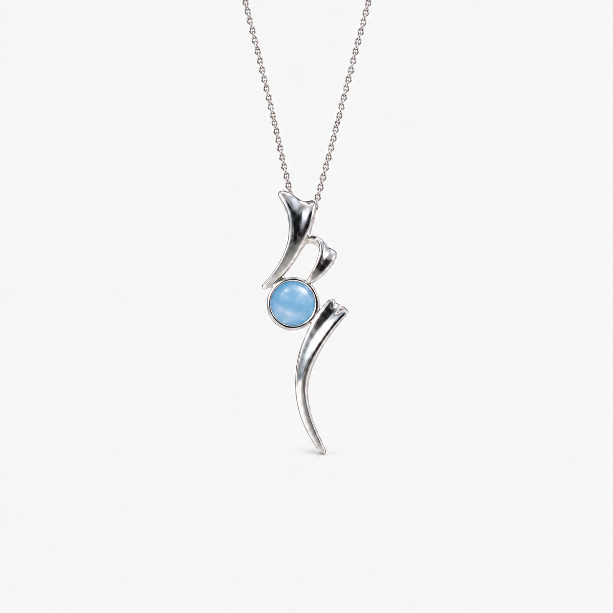 Ribbon Ashes Necklace in Sky Blue with hidden inclusions