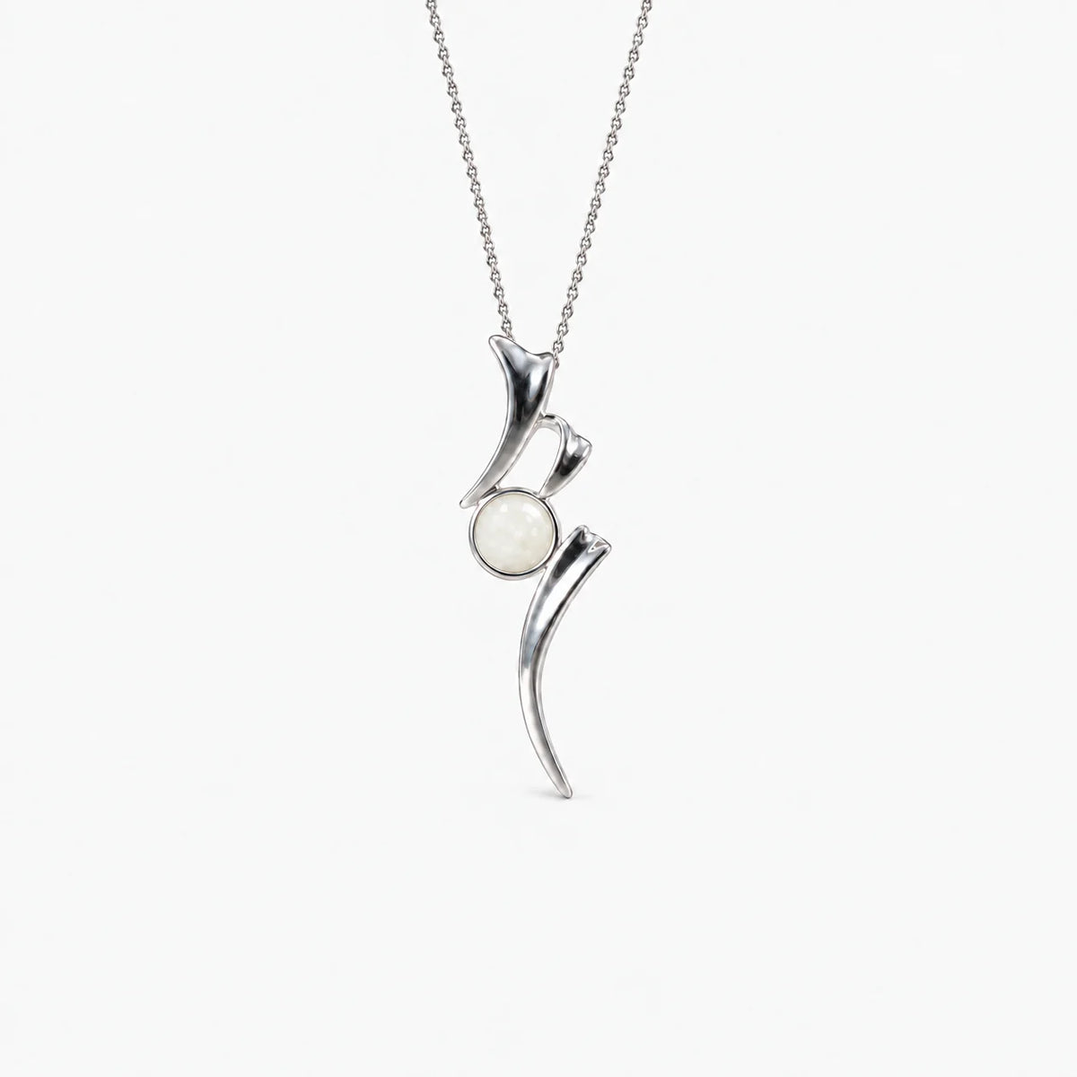 Ribbon Breast Milk Necklace in sterling silver with natural milk resin — illustrative preview