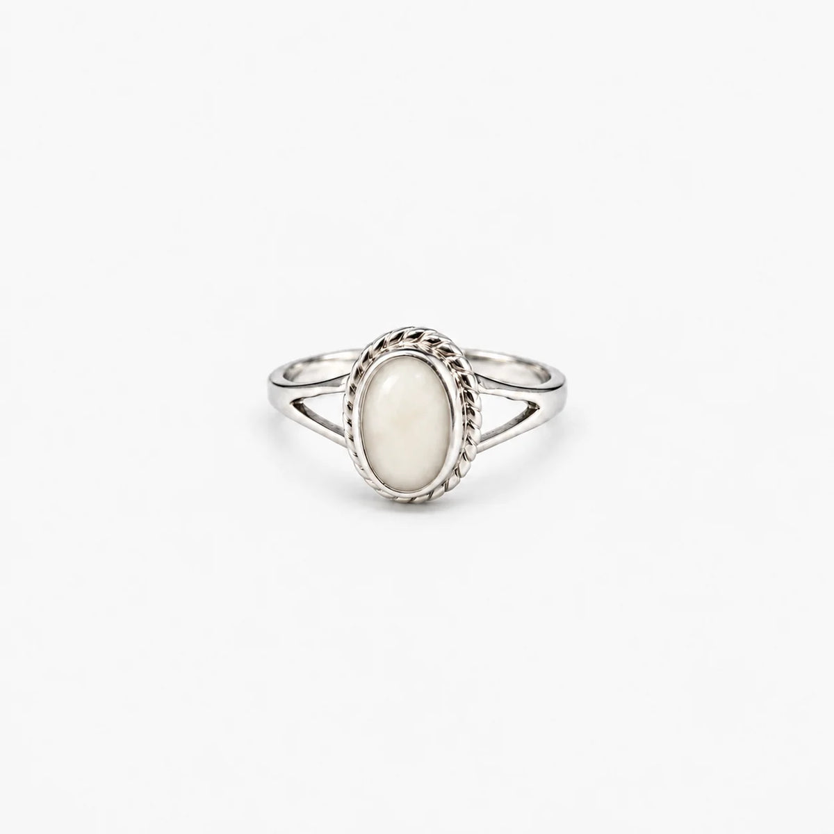 Rope Oval Breast Milk Ring in sterling silver with natural milk resin — illustrative preview