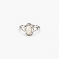 Rope Oval Breast Milk Ring in sterling silver with natural milk resin — illustrative preview