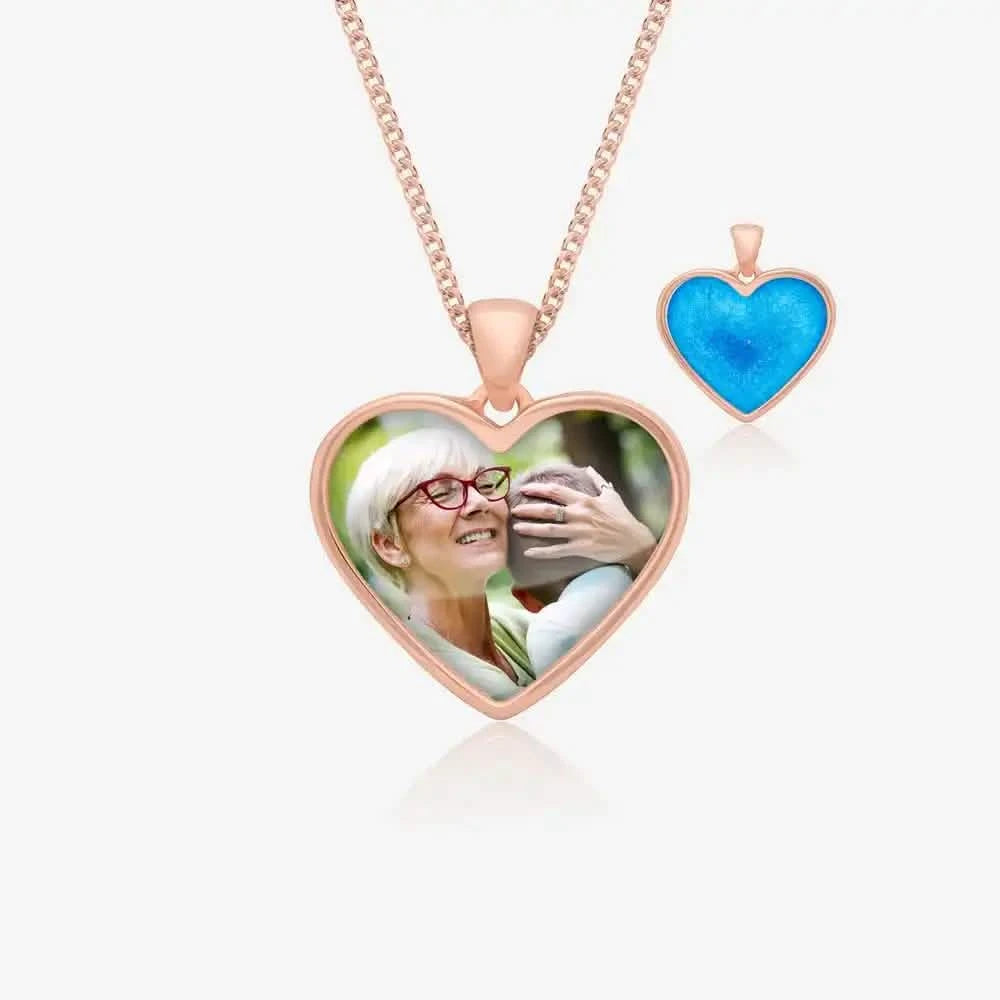 Rose Gold Ashes Photo Necklace Memorial Free UK Delivery