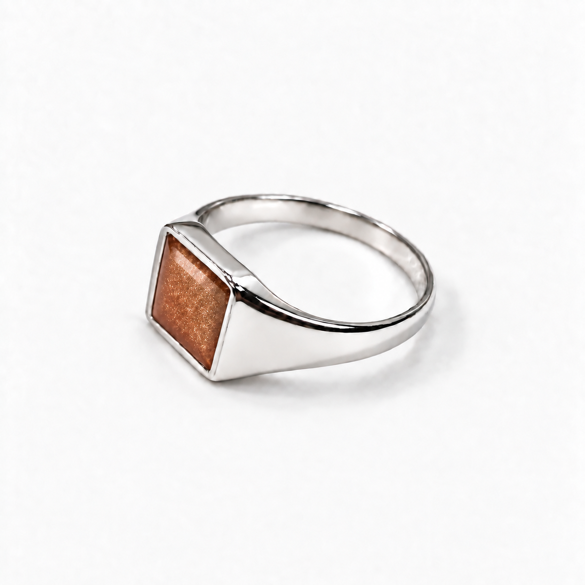 Small Square Signet Ashes Ring — Copper, hidden ashes