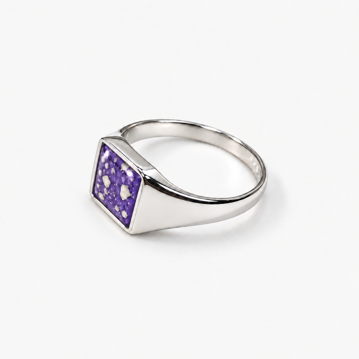 small square signet ashes ring — Purple, visible ashes