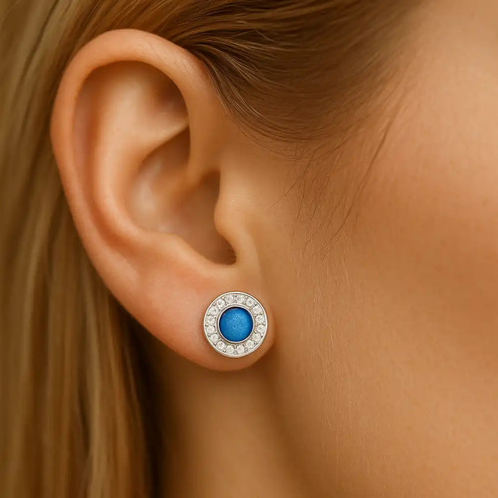 Round Crystal Ashes Earrings | Ashes Earrings | Featherlings UK