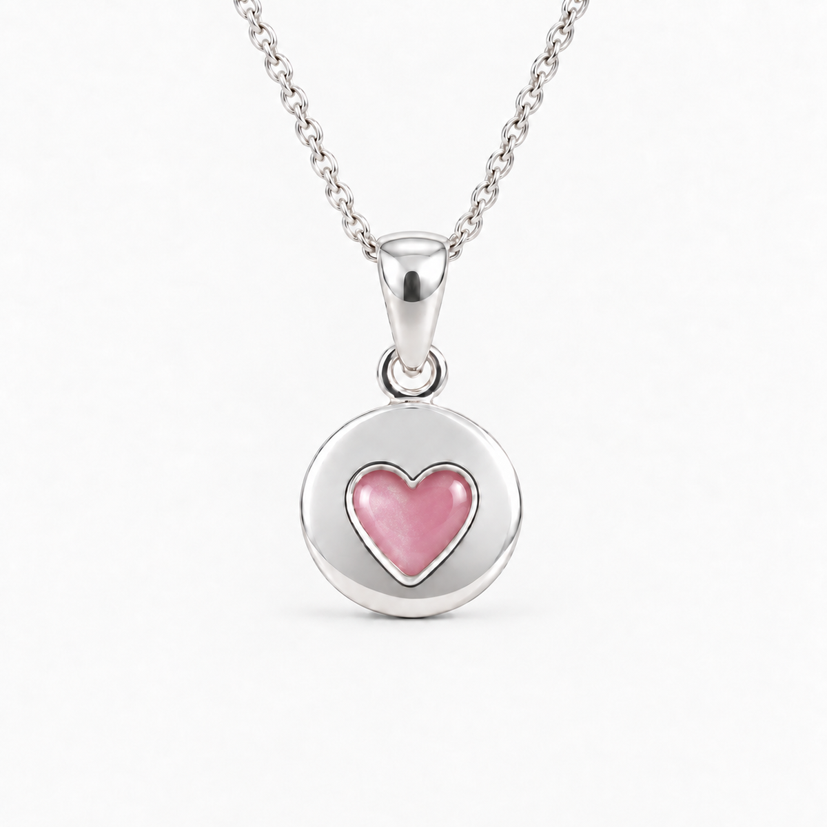tiny heart disc ashes necklace — Pink, hidden ashes